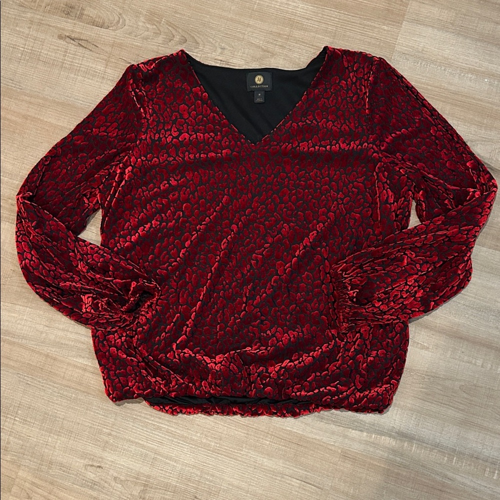 JM Collection Red Textured Women's Blouse